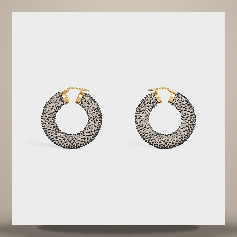 CELINE Bold Hoop Glass Bead Earrings Gold-Finish Brass Black Gold B109Z3Q19 38DK