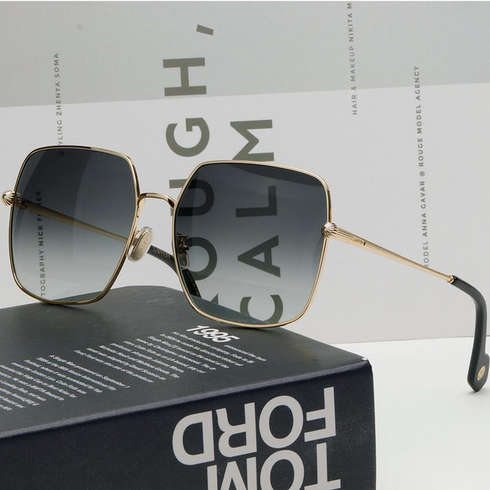 Lanvin Gold Metal Oversized Square Sunglasses LNV121SLB 714