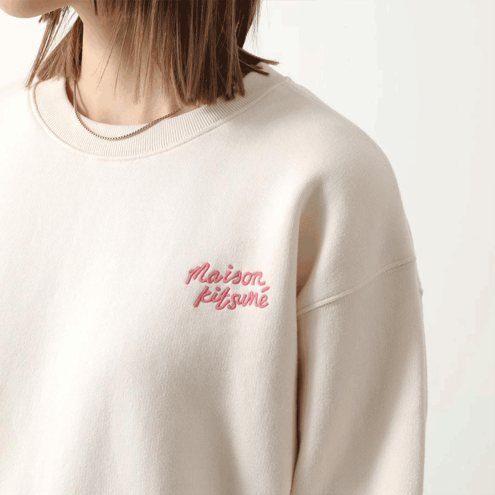 Maison Kitsune Handwriting Fleece Crewneck Sweatshirt for Wo MW00314 KM0307 P705