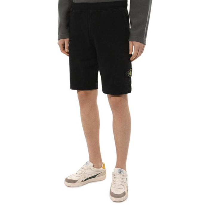 STONE ISLAND Old Treatment Black Bermuda Cargo Shorts