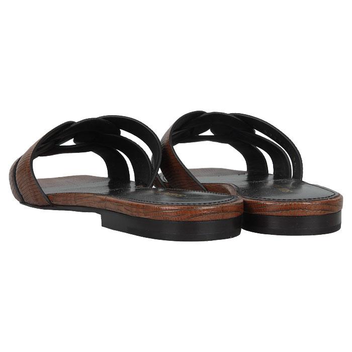 Saint Laurent Lizard Embossed Flat Mule Sandals