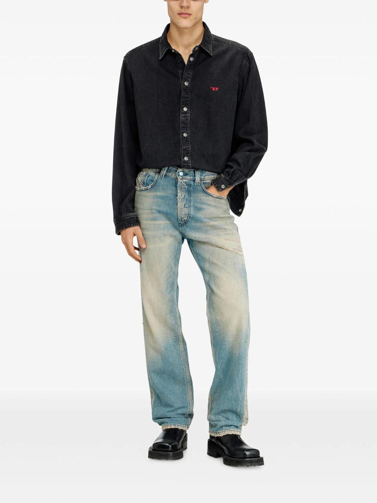 DIESEL Men’s Denim Jeans Blue Cotton Straight-Leg Pants