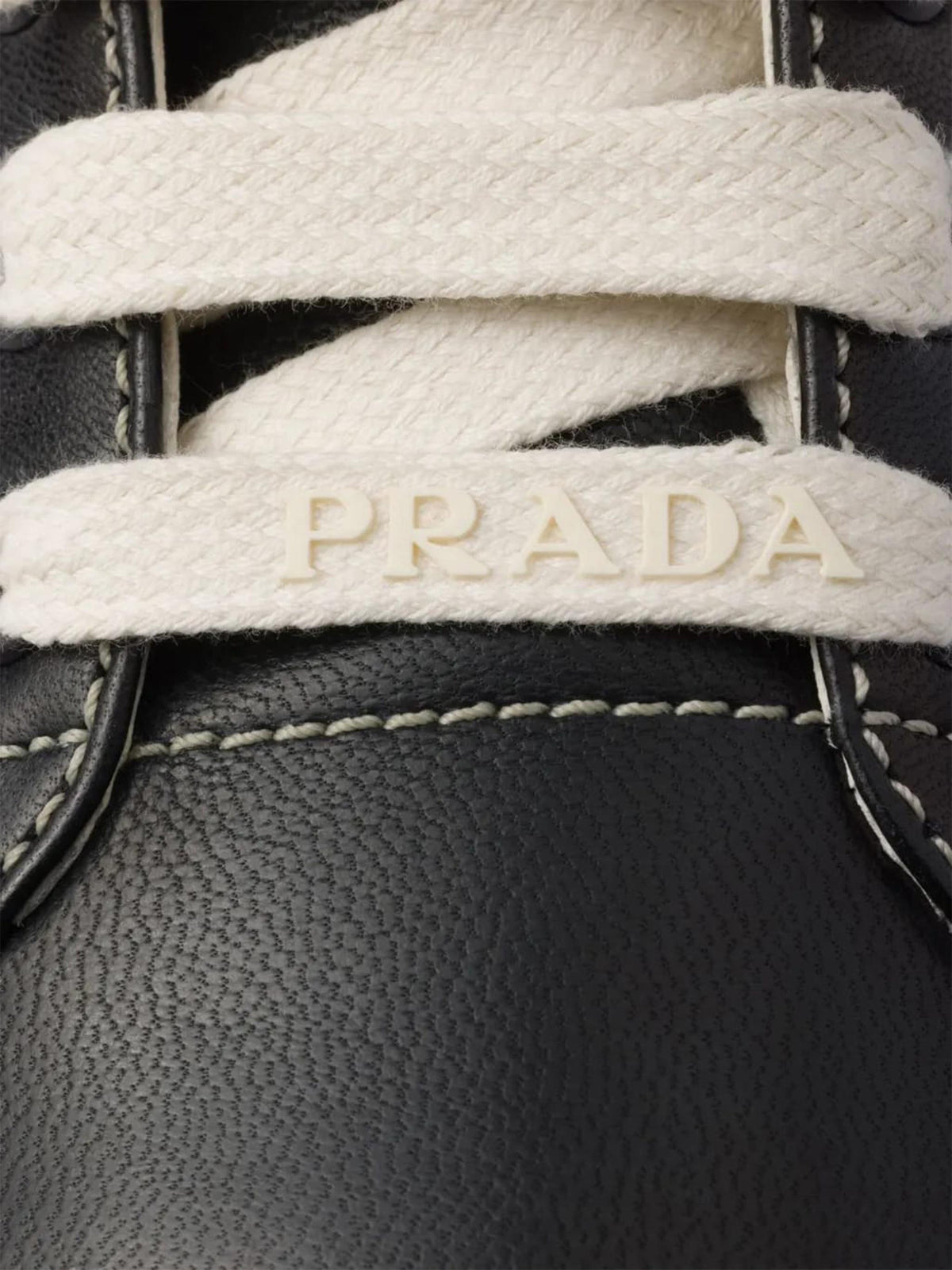 PRADA White Leather Low Top Sneakers