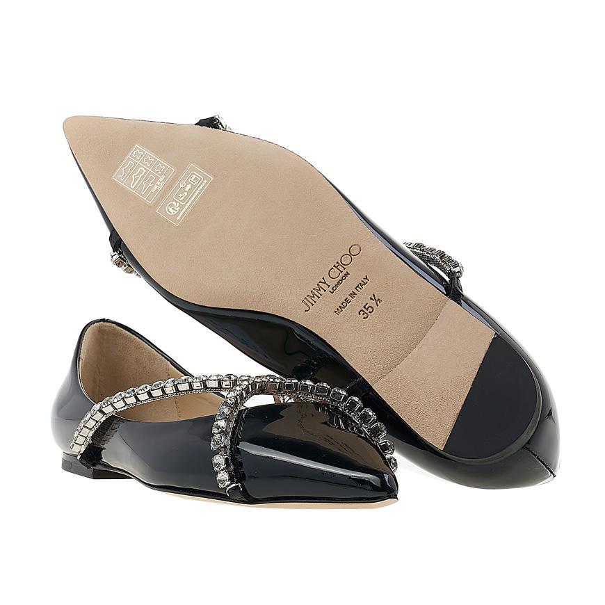 Jimmy Choo Genevi Flat Shoes for Women GENEVI FLAT BOB BLACK CRYSTAL