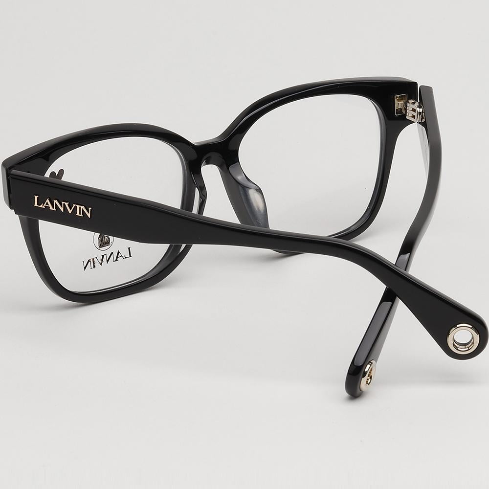 Lanvin Black Acetate Square Eyeglass Frames Asian Fit Unisex LNV2650LB 001