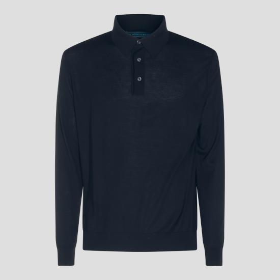 Kiton Dark Navy Cotton Polo Shirt for Men