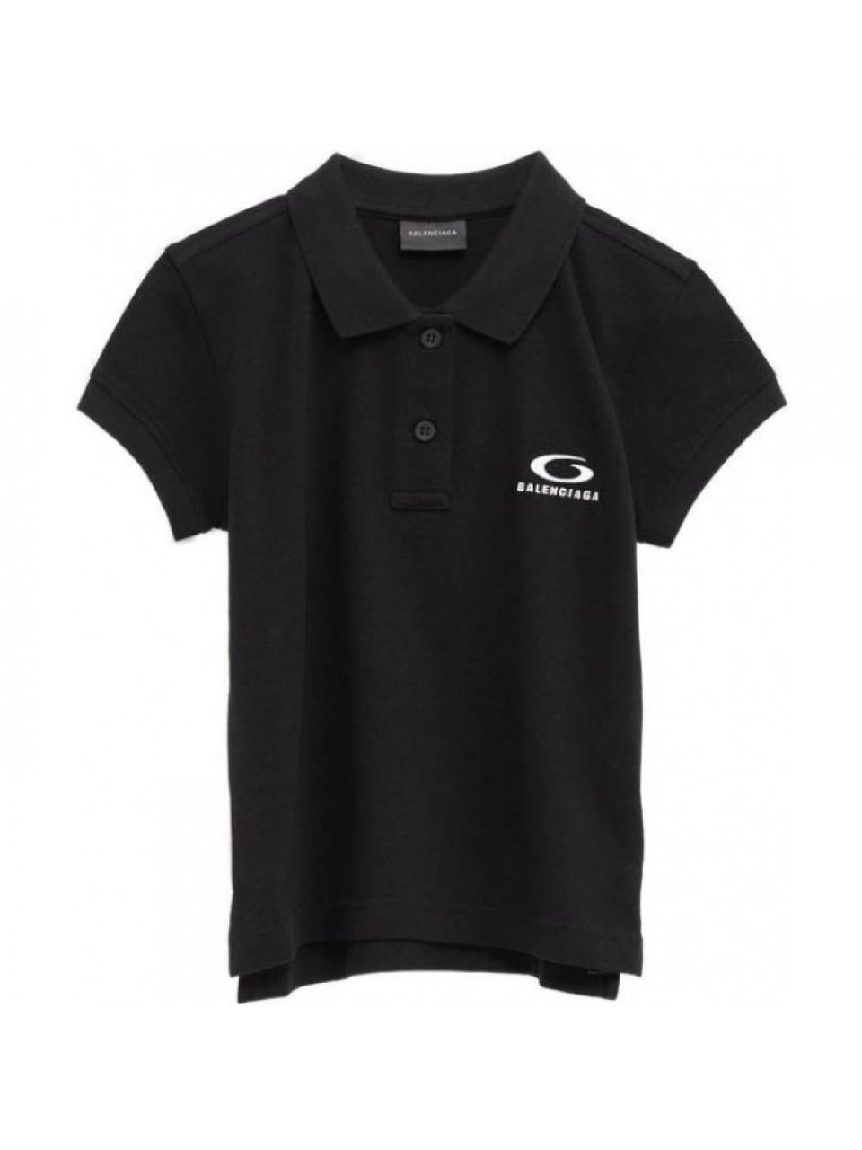 BALENCIAGA Black Cotton Polo T-Shirt