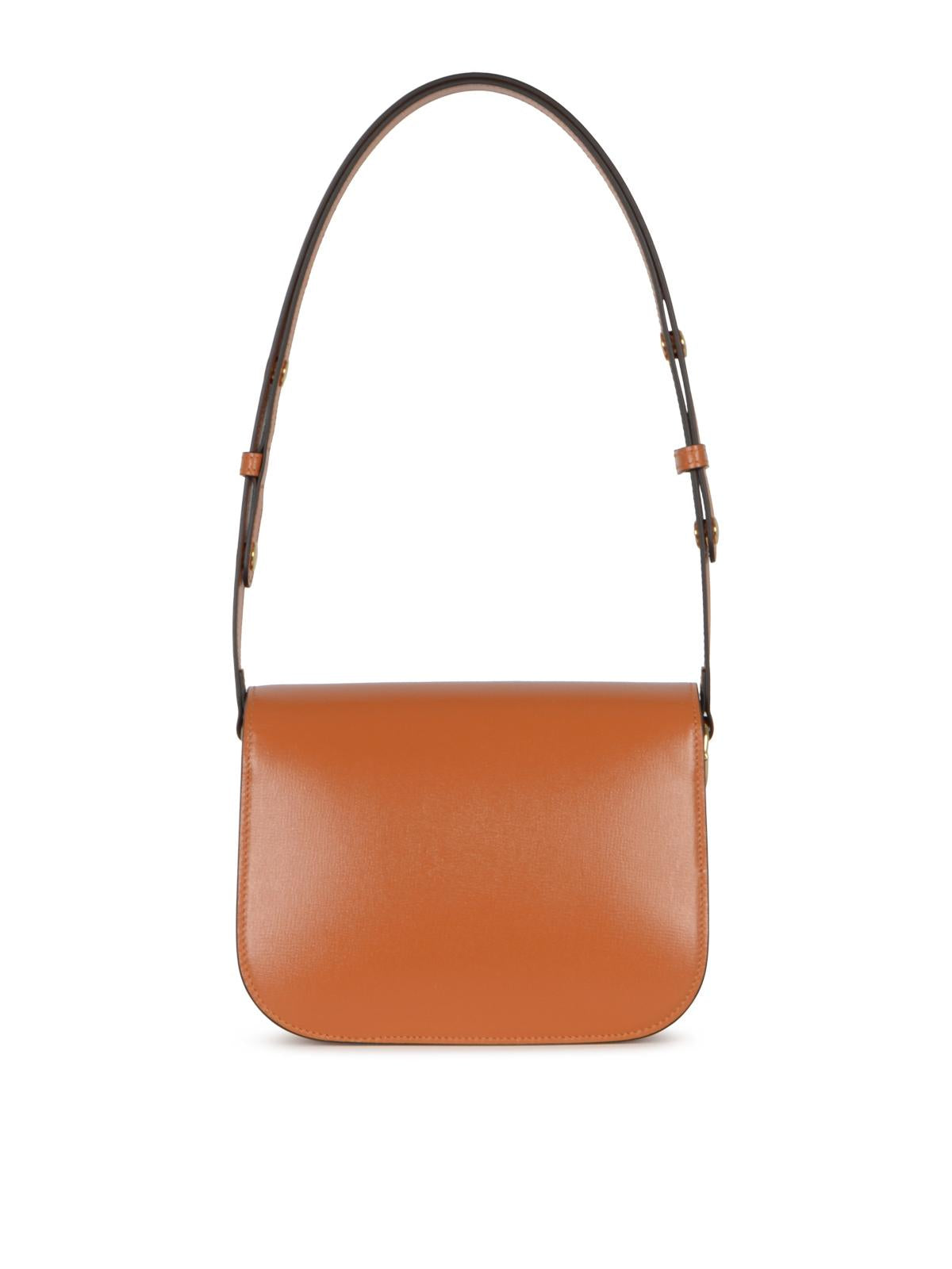 GUCCI Leather Shoulder Bag Brown