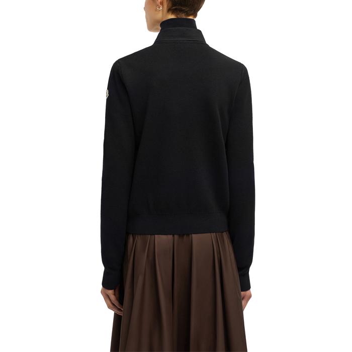 Moncler Wool Zip-Up Padded Cardigan Black Women’s