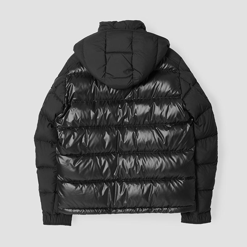 Moncler Maya Logo Patch Hooded Short Down Jacket Black