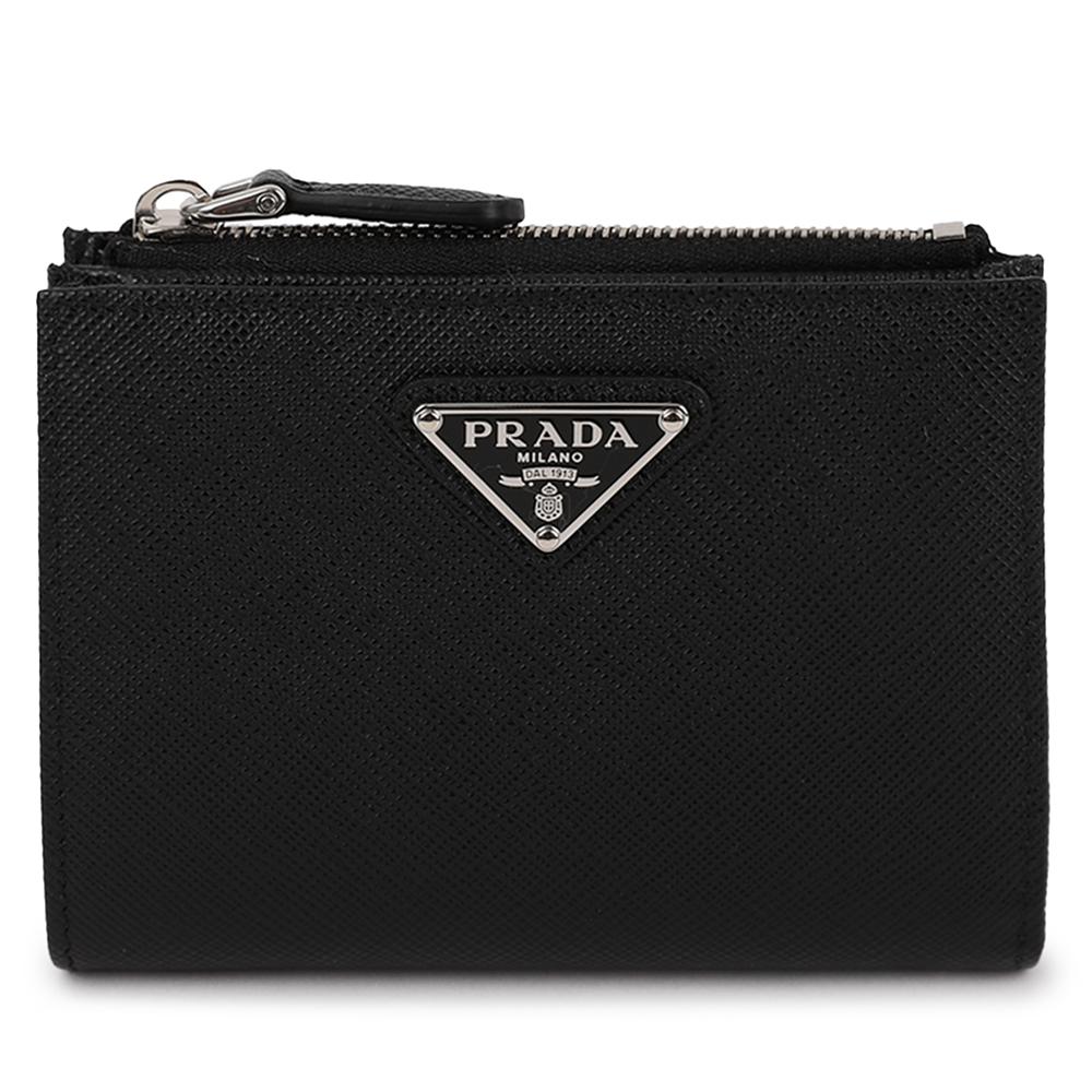 PRADA Saffiano Leather Triangular Logo Small Bifold Wallet