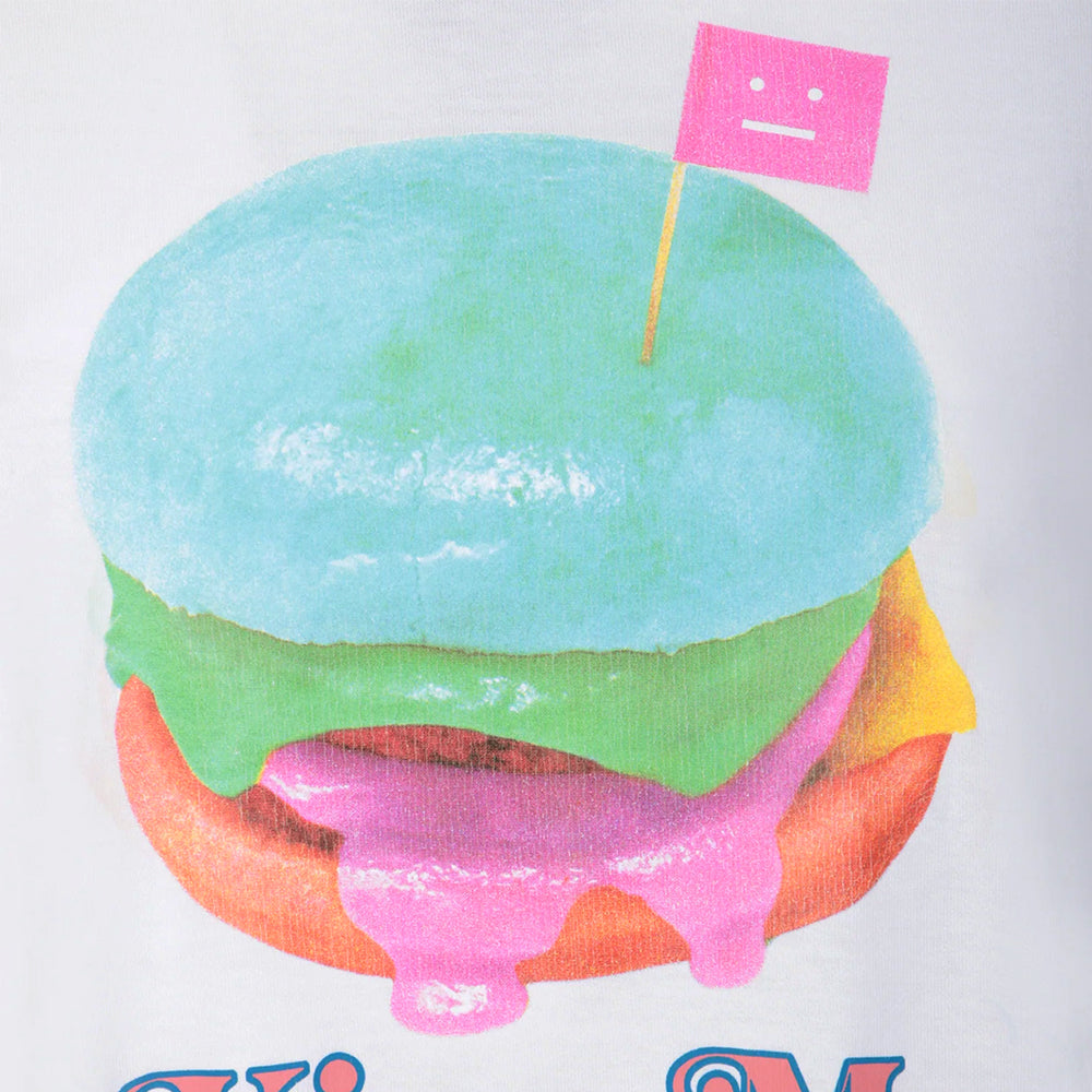 Acne Studios Women’s Burger Print Logo T-Shirt White Cotton