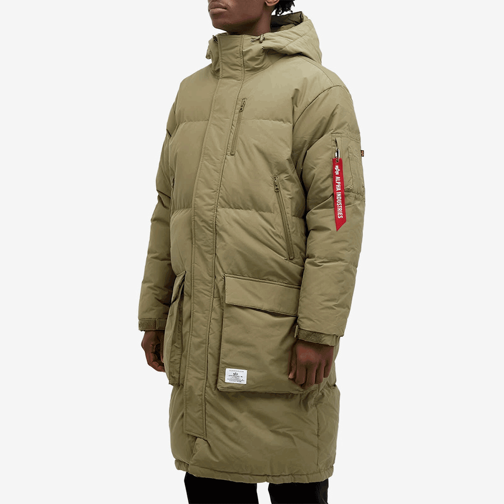 ALPHA INDUSTRIES Men’s Long Puffer Parka Down Jacket Green MJL53500 C1 OG 107