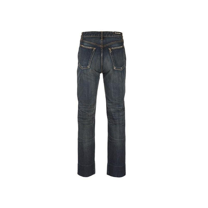 BALENCIAGA Washed Straight Denim Jeans Dark Blue Men’s Pants