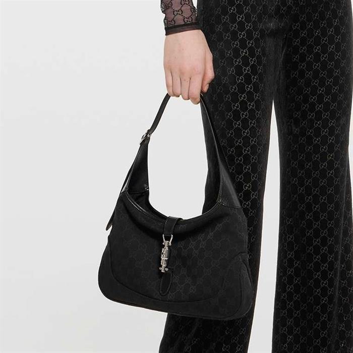 GUCCI Jackie 1961 Medium Leather Shoulder Bag Black