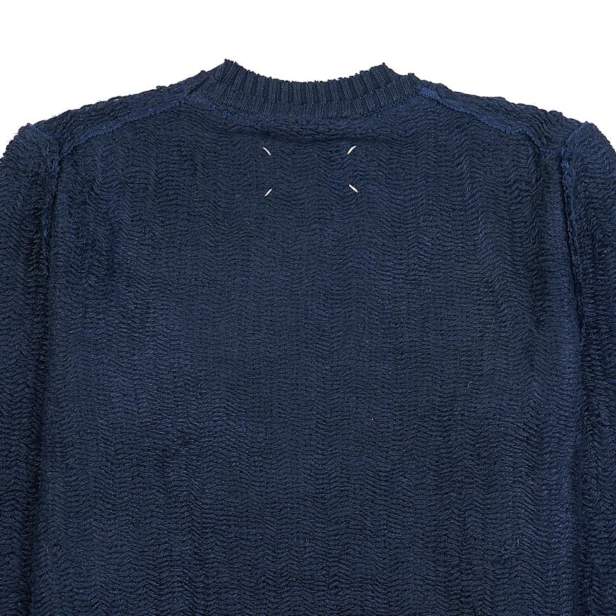 Maison Margiela Women’s Low Woven Knit Top Sweatshirt Navy