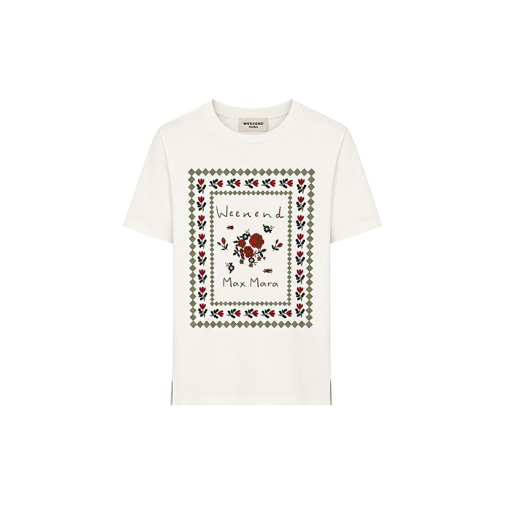 Max Mara Floral Print Short Sleeve T-Shirt White 262597 6041 005