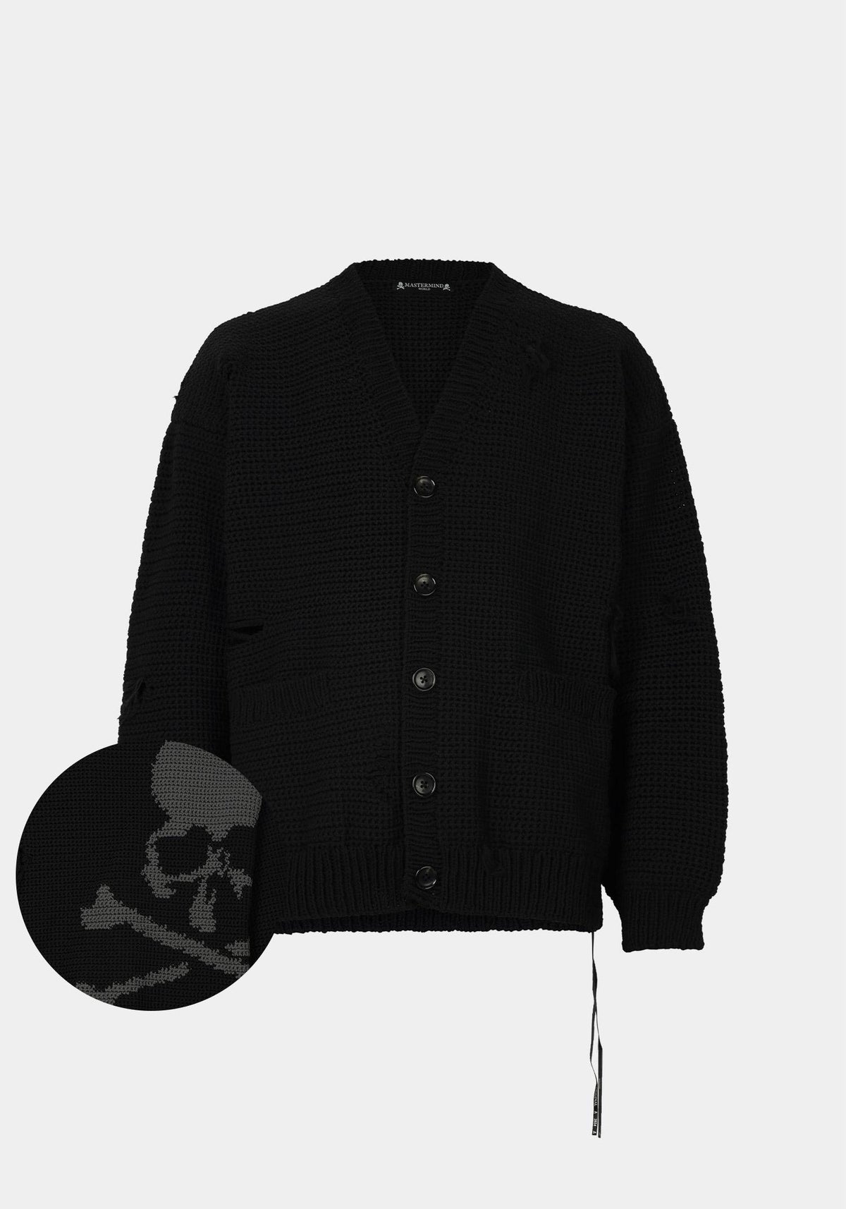 MASTERMIND Black Skull Oversized Knit Cardigan MW24S12 KN002 600