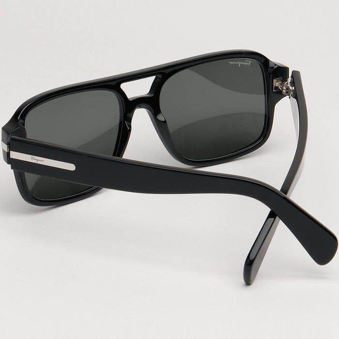 Ferragamo Black Square Acetate Double Bridge Sunglasses SF1038S 001
