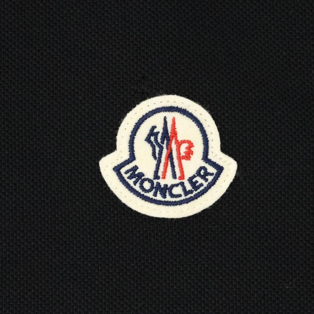 Moncler Logo Patch Short Sleeve Polo Shirt for Men Black
