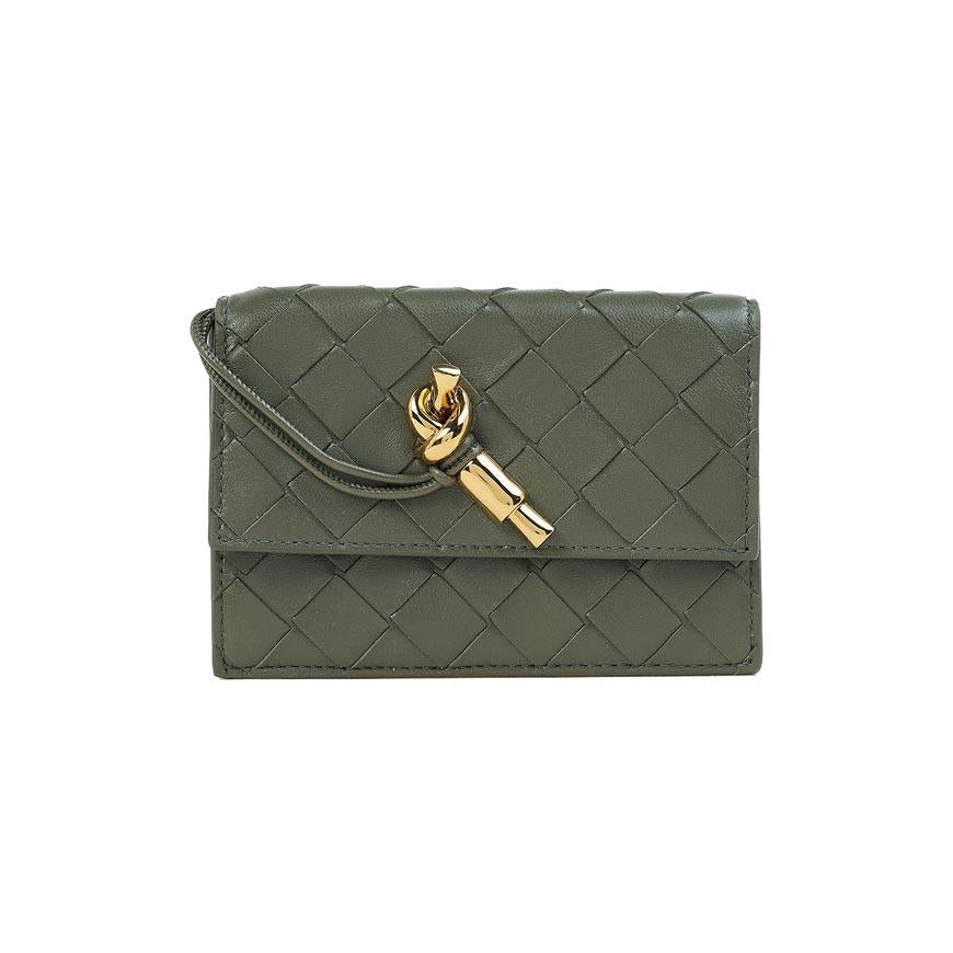 Bottega Veneta Andiamo Zip Card Holder Green Leather Women’s