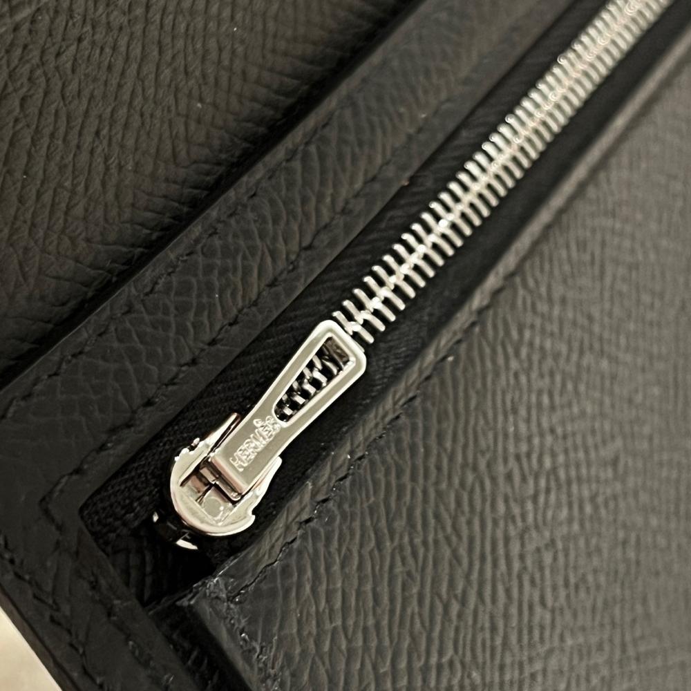 HERMES Epsom So Black Béarn Long Wallet Unisex
