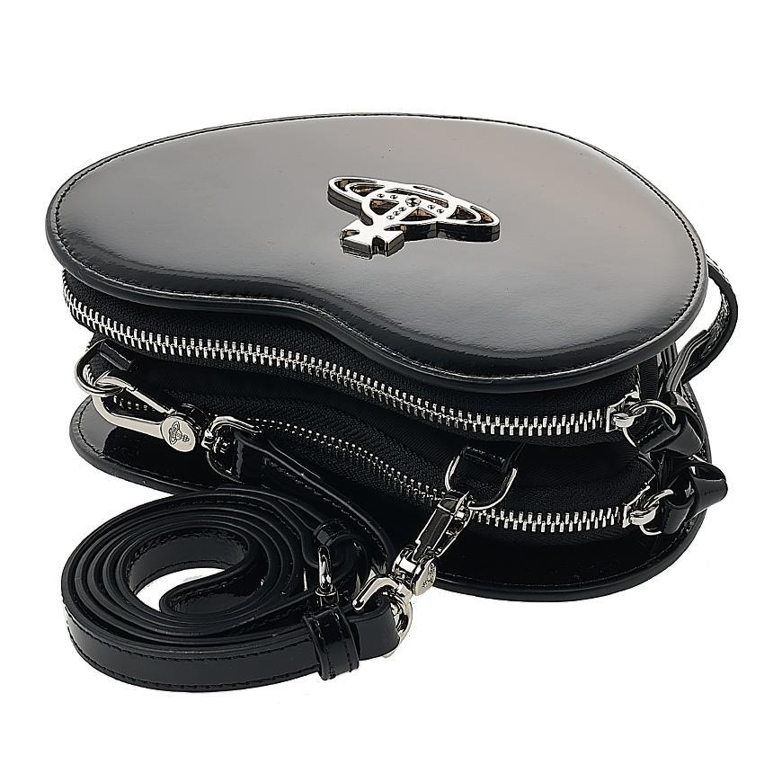 Vivienne Westwood Louise Heart Crossbody Bag Black Leather