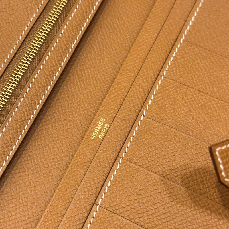 HERMES Bearn Long Wallet Epsom Calfskin Gold Black Gold Hardware