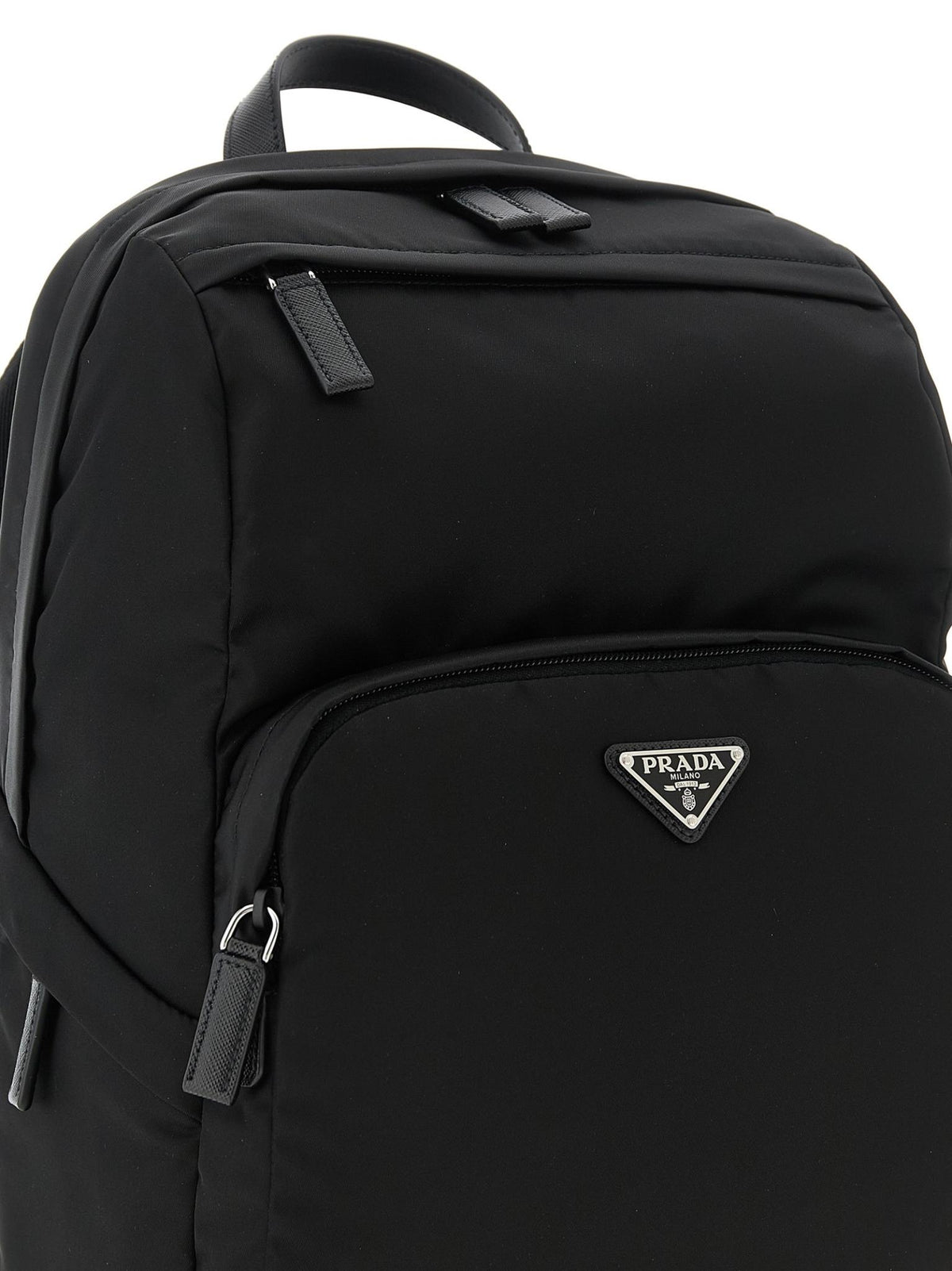 PRADA Black Nylon Leather Trim Backpack