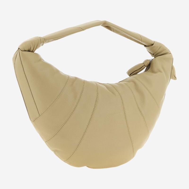 Lemaire Fortune Leather Croissant Shoulder Bag Beige