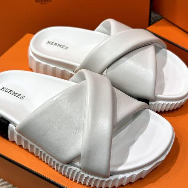 HERMES White Black Calfskin Infra Sandals Low-Top Sneakers