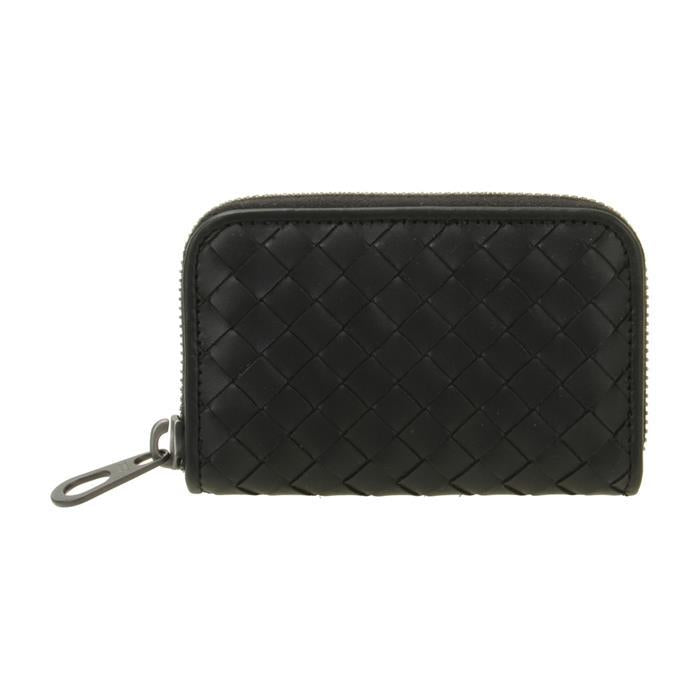 Bottega Veneta Intrecciato Zip Card Holder Gray Leather