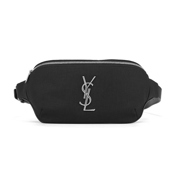 Saint Laurent Monogram Logo Black Belt Bag Men's Hip Pack 590076 GIV6E 1000