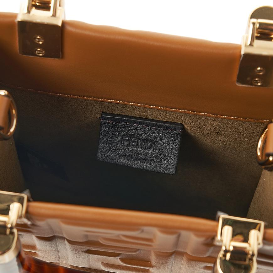 FENDI Mini Sunshine Shopper Tote Bag Black Leather