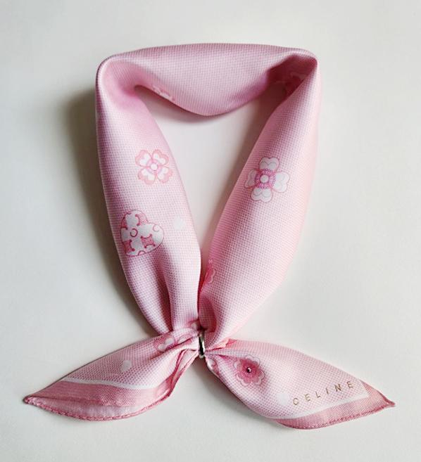 CELINE Heart Dot Handkerchief Petite Scarf