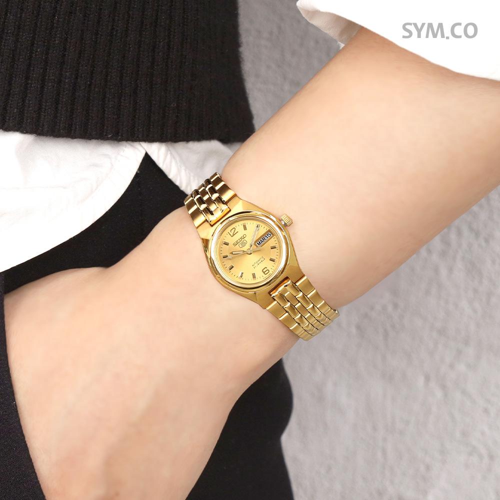 ALBA Gold-Tone Round Automatic Day-Date Women’s Metal Watch SYMK36K1