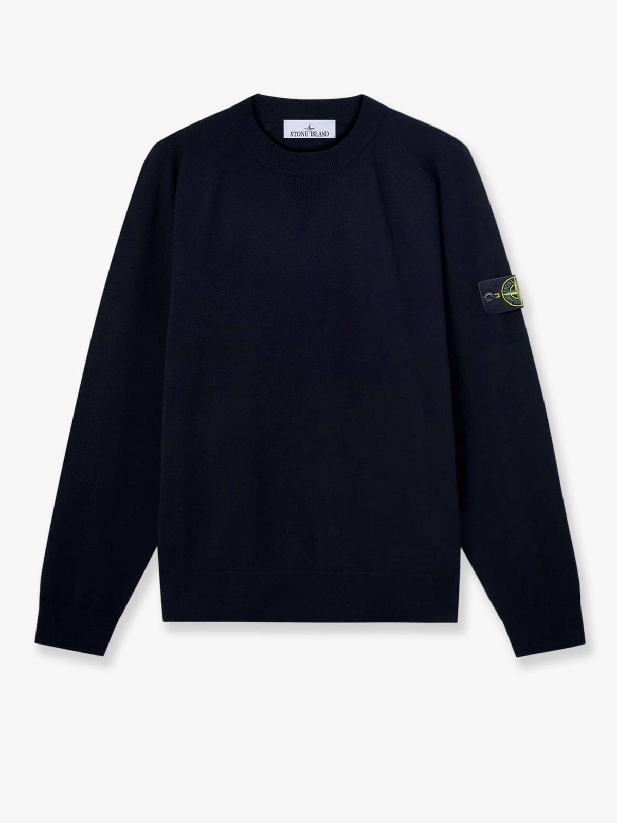 STONE ISLAND Black Wool Crewneck Knit Sweater