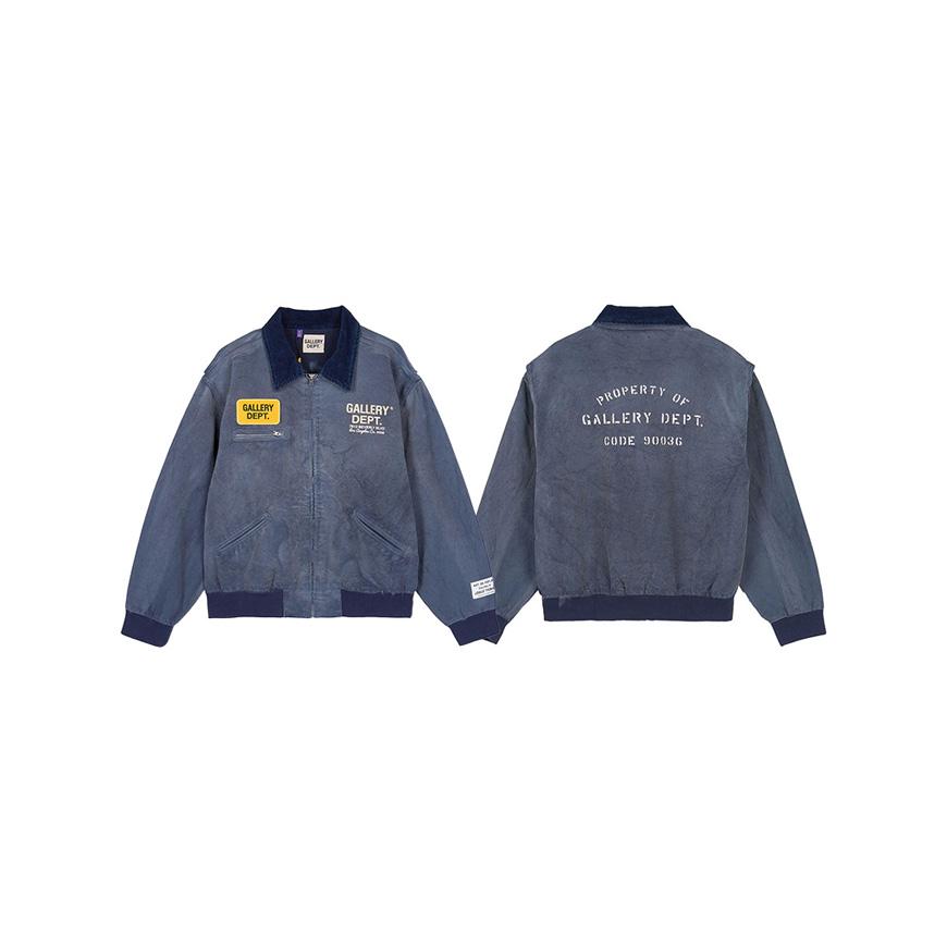 GALLERY DEPT. Navy Logo Patch Mechanic Jacket for Men MJKT 20044 NAVY