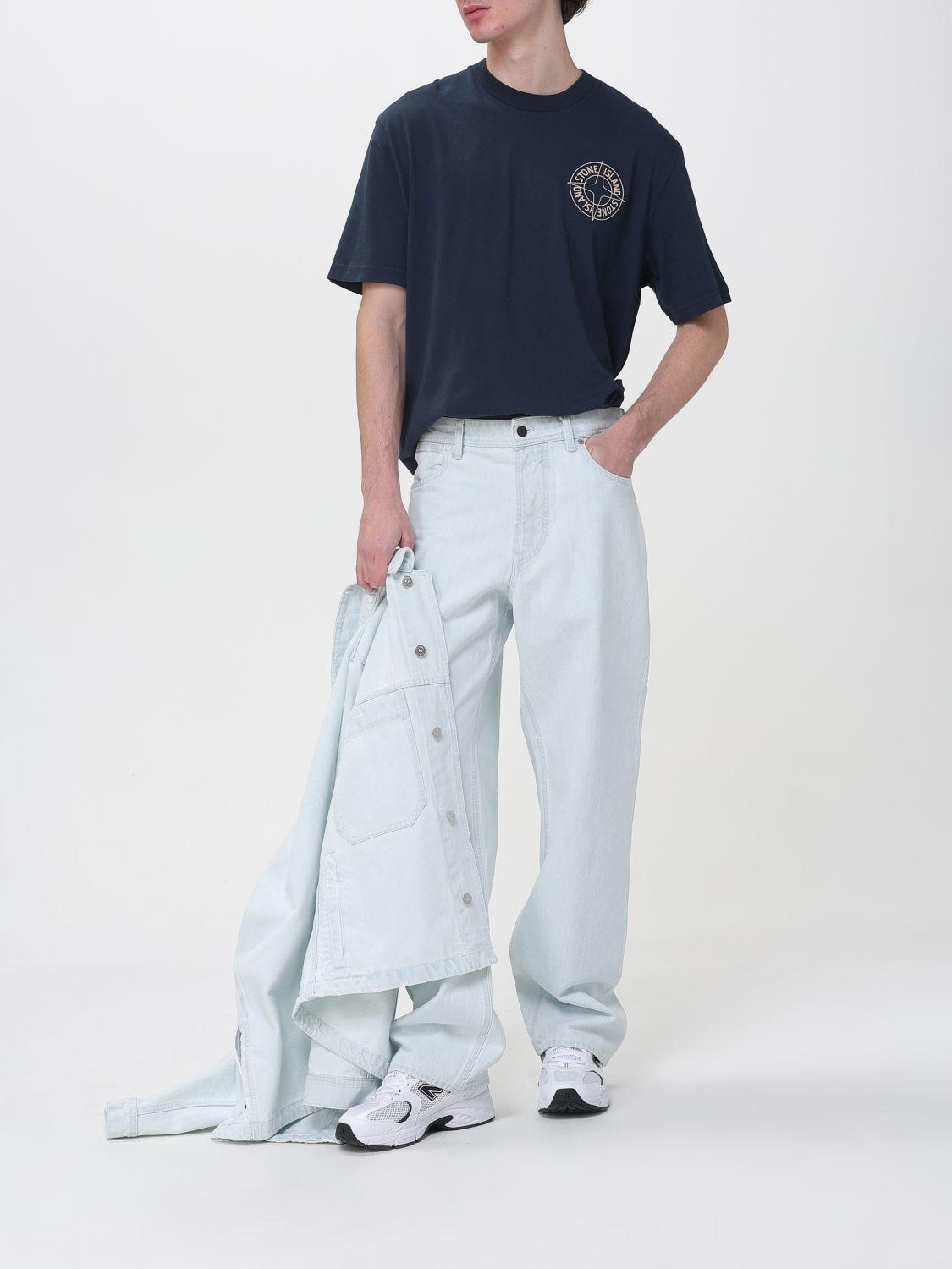 STONE ISLAND Black Cotton Short Sleeve T-Shirt