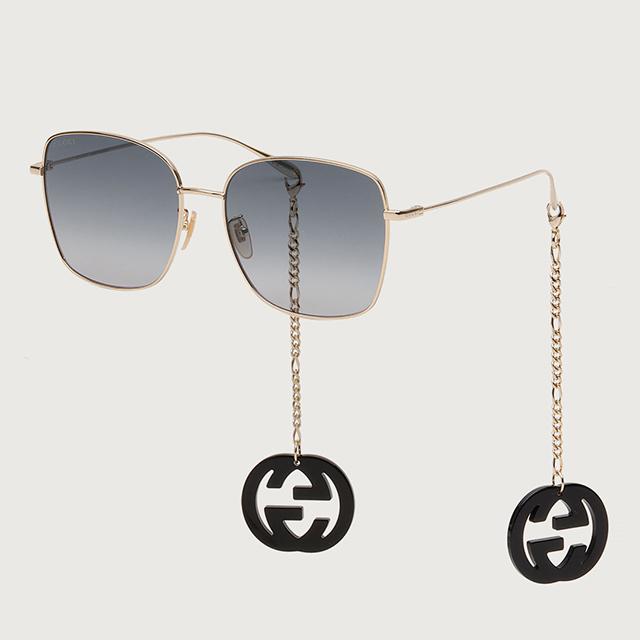 GUCCI Black Chain-Detail Asian Fit Sunglasses