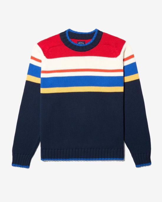 Noah Multi-Color Striped Crewneck Sweater for Men NOAU261MRST 028MT
