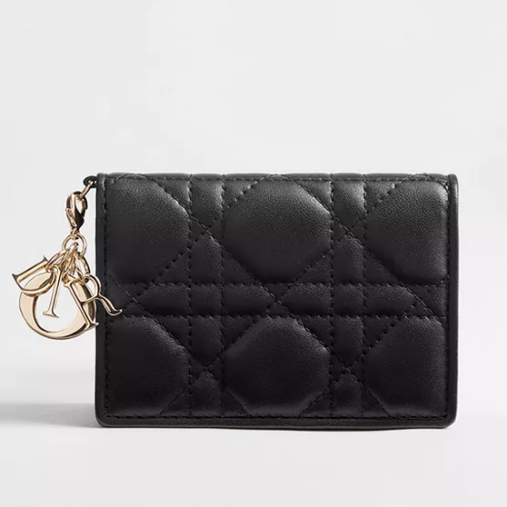 DIOR Lady Dior Bloom Lambskin Card Holder Wallet Unisex