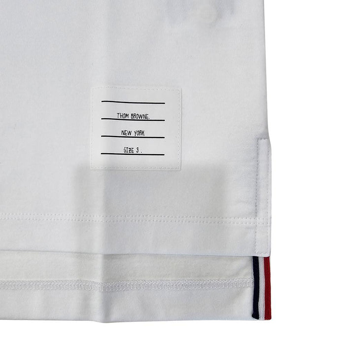 THOM BROWNE Relaxed Side-Slit Polo Shirt White Cotton Men’s