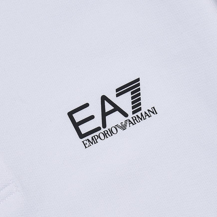 EA7 Men's Logo Print Polo Shirt White Cotton