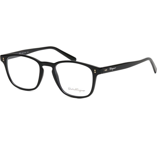 Ferragamo Black Rectangle Acetate Eyeglass Frames Unisex SF2913 001