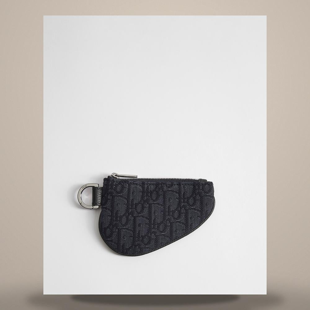 DIOR Black Dior Oblique Jacquard Saddle Triple Pouch Keyring