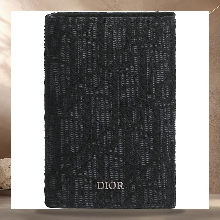 DIOR Black Dior Oblique Jacquard Bifold Card Holder