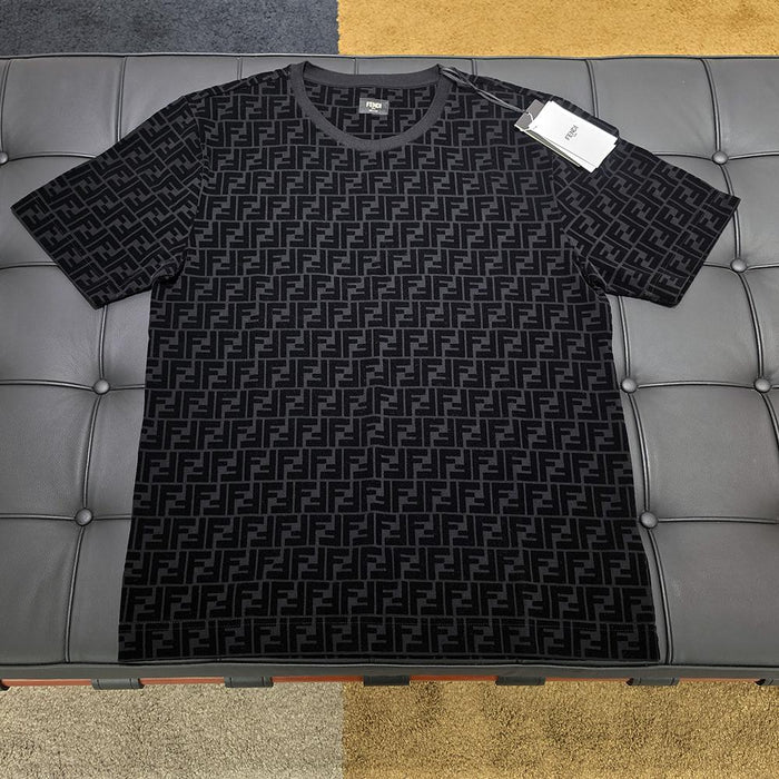 FENDI Black Piqué Polo T-Shirt for Men