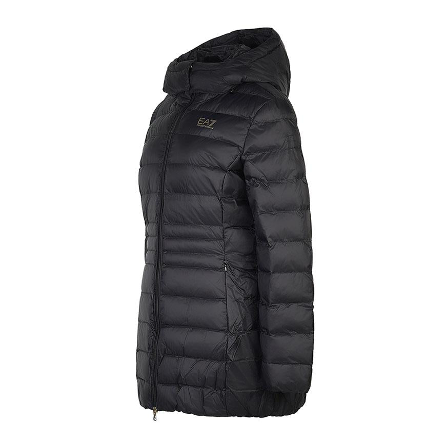 EA7 Women’s Hooded Puffer Peacoat Jacket Black