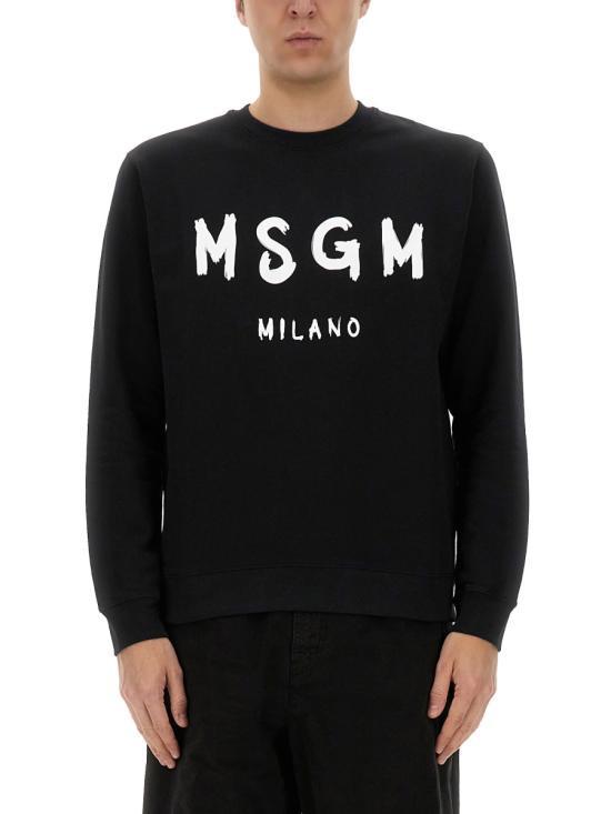 MSGM Brushed Logo Crewneck Sweatshirt Black Men’s 2000 MM513 300000